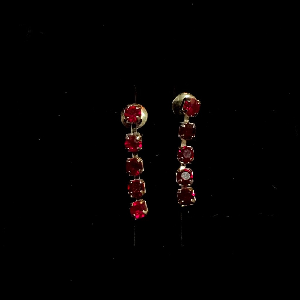 Vintage ruby red dangle earrings